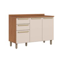 Módulos de Cozinha Henn Requinte Balcão c/ Tampo Requinte c/ 3 Portas e 2 Gavetas 120cm Nature/Areia-Henn