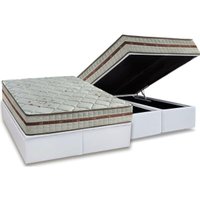 Cama Box Baú Queen: Colchão Molas Ensacadas D Angelis Anjos Classis + Base CRC Suede White (158x198)