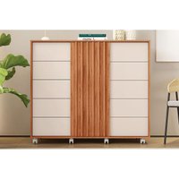 Cômoda Solteiro Pegasus c/ 2 Portas e 5 Gavetas Freijo/Off White - Caemmun