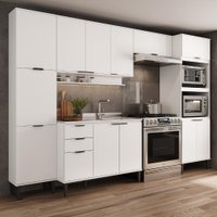 Armário de Cozinha Completa c Balcão Miami Pulse Carraro Branco