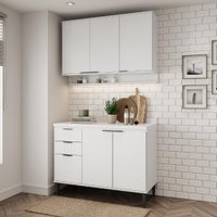 Armário de Cozinha Completa c Balcão Miami Tiny Carraro Branco