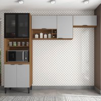 Armário de Cozinha Modulada Compacta 260cm 3 Pçs Multimóveis CR20471 Amêndola/Nude Prime TX