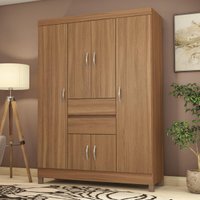 Guarda-Roupa com 6 Portas e 2 Gavetas 128cm Multimóveis CR35283 Amêndola Touch