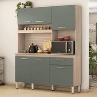 Armário de Cozinha Compacta 160cm Multimóveis CR20466 Avena/Menta
