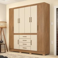 Guarda-Roupa Casal 8 Portas 4 Gavetas 201cm Multimóveis CR35288 Amêndola/Off White