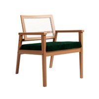 Poltrona Mônaco Veludo Verde Musgo e Madeira