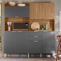 Armário de Cozinha Compacta 178cm Multimóveis CR20470 Amêndola/Grafito Prime TX