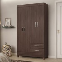 Guarda-Roupa Solteiro 4 Portas 2 Gavetas 110cm Multimóveis CR35281 Café Touch