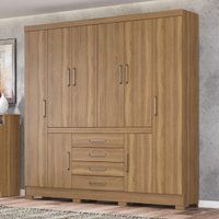 Guarda-Roupa Casal 8 Portas 4 Gavetas 201cm Multimóveis CR35288 Amêndola Touch