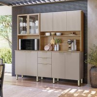Armário de Cozinha Compacta 198cm Multimóveis CR20468 Amêndola/Nude Prime TX