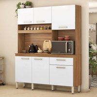 Armário de Cozinha Compacta 160cm Multimóveis CR20466 Amêndola/Branco