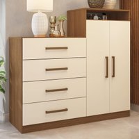 Cômoda com 2 Portas e 4 Gavetas 120cm Multimóveis CR35291 Amêndola/Off White