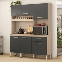 Armário de Cozinha Compacta 160cm Multimóveis CR20466 Avena/Grafito