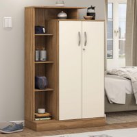 Sapateira Multiuso 2 Portas com Chave 91cm Multimóveis CR35293 Amêndola/Off White