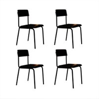 Conjunto com 4 Cadeiras Fit Revestimento Sintético Preto