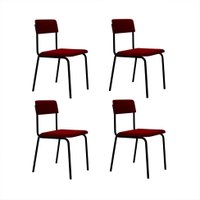 Conjunto com 4 Cadeiras Fit Poliéster Vinho e Preto