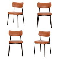 Conjunto com 4 Cadeiras Mona Revestimento Sintético Caramelo e Preto