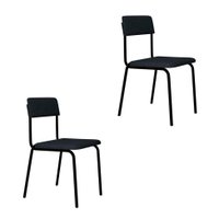Conjunto com 2 Cadeiras Fit Poliéster Cinza e Preto
