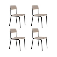 Conjunto com 4 Cadeiras Fit Poliéster Palha e Preto
