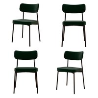 Conjunto com 4 Cadeiras Mona Poliéster Verde Escuro e Preto