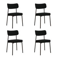 Conjunto com 4 Cadeiras Mona Poliéster Grafite e Preto