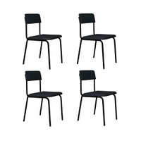 Conjunto com 4 Cadeiras Fit Poliéster Cinza e Preto