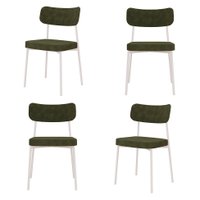 Conjunto com 4 Cadeiras Mona Poliéster Verde e Branco