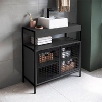 Conjunto de Gabinete para Banheiro Industrial Avis 2 PT com Cuba Ametista Preto