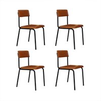 Conjunto com 4 Cadeiras Fit Revestimento Sintético Caramelo e Preto