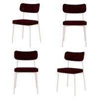 Conjunto com 4 Cadeiras Mona Poliéster Bordô e Branco