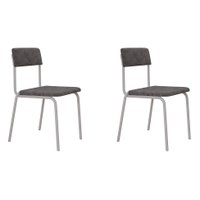 Conjunto com 2 Cadeiras Fit Poliéster Prata e Branco