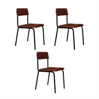 Conjunto com 3 Cadeiras Fit Revestimento Sintético Whisky e Preto