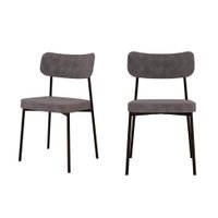 Conjunto com 2 Cadeiras Mona Poliéster Cinza e Preto