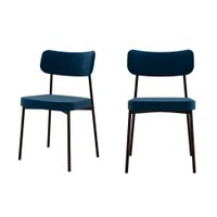 Conjunto com 2 Cadeiras Mona Poliéster Azul e Preto
