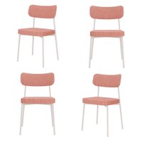 Conjunto com 4 Cadeiras Mona Polipropileno Rosa e Branco