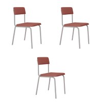 Conjunto com 3 Cadeiras Fit Poliéster Rosê e Branco