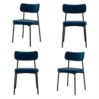 Conjunto com 4 Cadeiras Mona Poliéster Azul e Preto