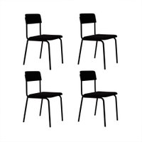 Conjunto com 4 Cadeiras Fit Poliéster Preto