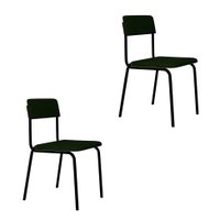 Conjunto com 2 Cadeiras Fit Poliéster Verde Musgo e Preto