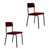 Conjunto com 2 Cadeiras Fit Poliéster Vinho e Preto