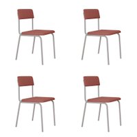 Conjunto com 4 Cadeiras Fit Poliéster Rosê e Branco