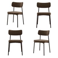 Conjunto com 4 Cadeiras Mona Poliéster Marrom e Preto