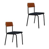 Conjunto com 2 Cadeiras Fit Poliéster Cinza e Caramelo com Preto
