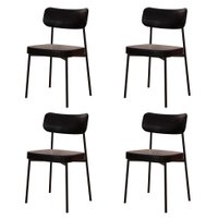 Conjunto com 4 Cadeiras Mona Revestimento Sintético Preto