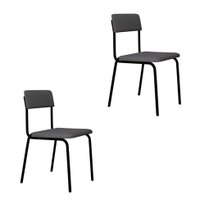 Conjunto com 2 Cadeiras Fit Poliéster Cinza Claro e Preto