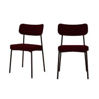 Conjunto com 2 Cadeiras Mona Poliéster Bordô e Preto