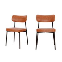 Conjunto com 2 Cadeiras Mona Revestimento Sintético Caramelo e Preto