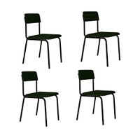 Conjunto com 4 Cadeiras Fit Poliéster Verde Musgo e Preto