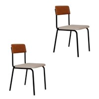 Conjunto com 2 Cadeiras Fit Poliéster Palha e Caramelo com Preto