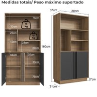 Conjunto Para Escritorio Office 3 Peças CM4080 Mel Grafite FAEM